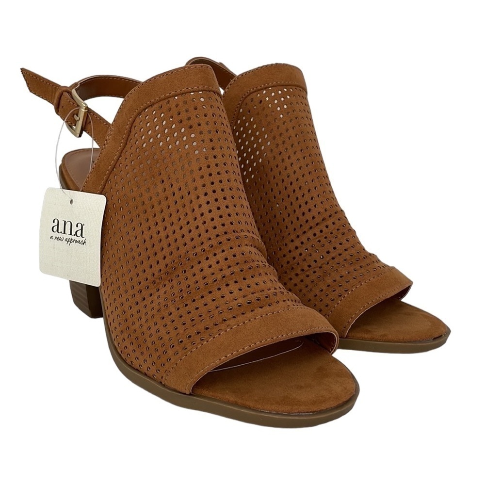 a.n.a Heels Shoes Sandals NWT Madelyn Mesh Cognac Brown Size 9.5 - Picture 7 of 14